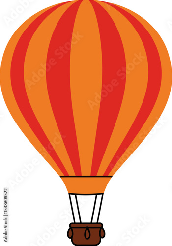 Hot air balloon vector illustration orange and red striped design isolated on white background graphic art editable stock vector illustration