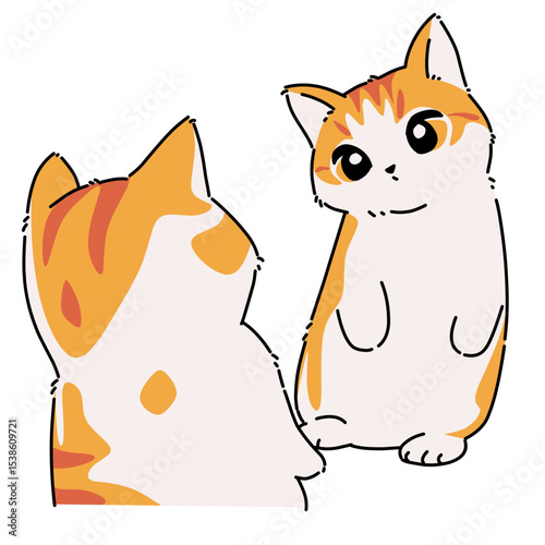 Cute orange cat cartoon illustration art 