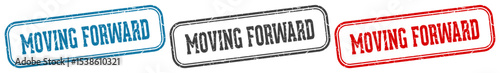 moving forward stamp. moving forward rectangular stamp set isolated on white background