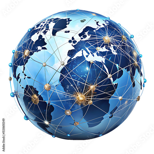 Global network connection visualization isolated on Transparent background
