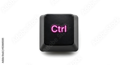Close-up of a black Ctrl key on a white background.