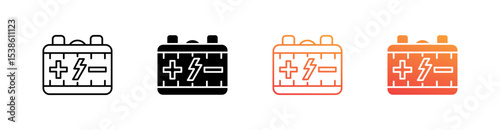Battery Multiple Style Icon Set Vector 
