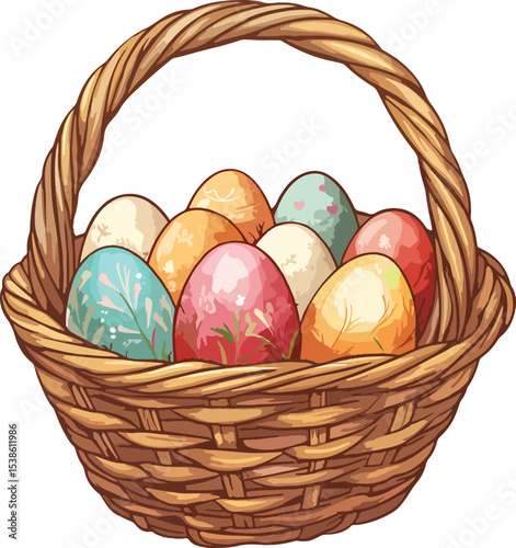 easter eggs in basket