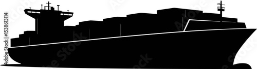 Cargo ship silhouette vector illustration for logistics and transportation business design icon 100 editable stock vector illustration