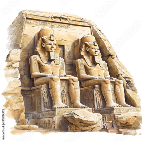 Abu Simbel Ancient Egyptian Monument Illustration Transparent Background