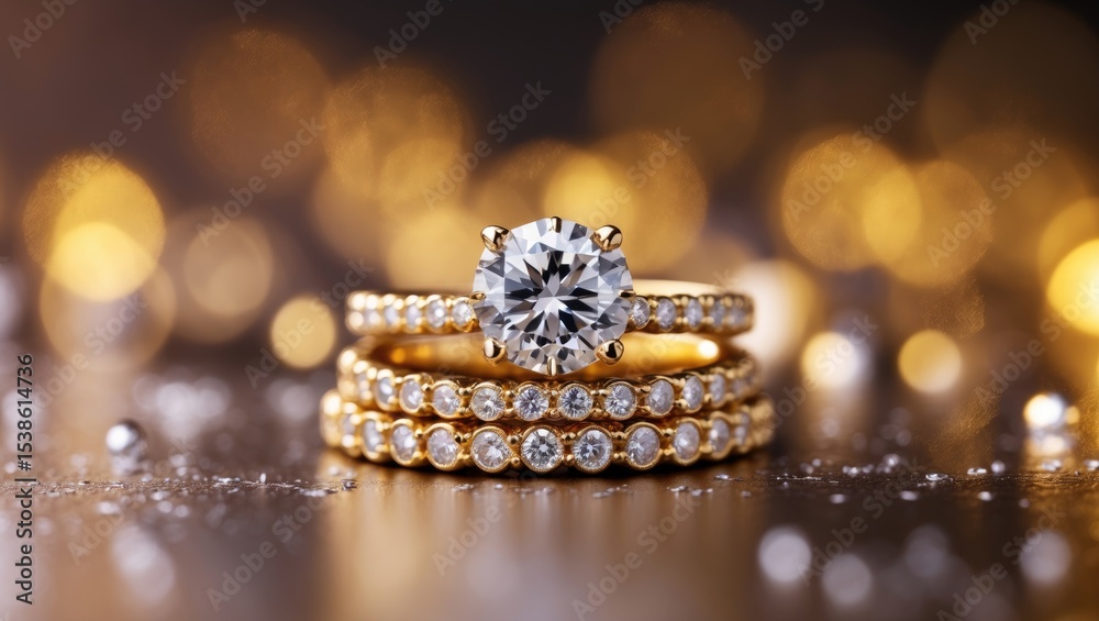 Fototapeta premium Glitter background featuring wedding rings