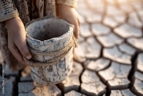 Wallpaper Mural a child holding plastic container in front of dry well Torontodigital.ca
