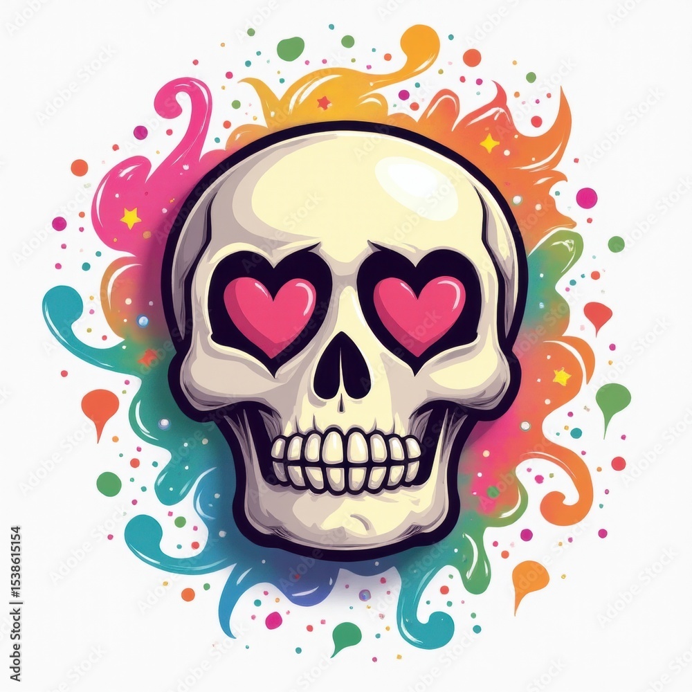 Fototapeta premium Psychedelic Skull Love – Halloween Art