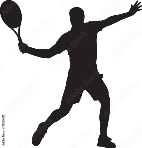 Tennis player male silhouette swinging racquet – Vector