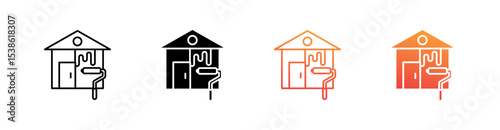 Paint Multiple Style Icon Set Vector 