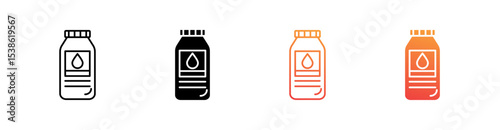 Bottle Multiple Style Icon Set Vector 