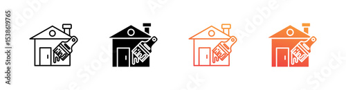 House Painting Multiple Style Icon Set Vector 