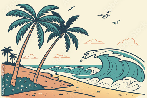 tropical island with palm trees