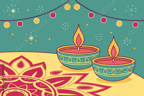 vector-of-a-diwali-festival-with-glowing-lamps-and