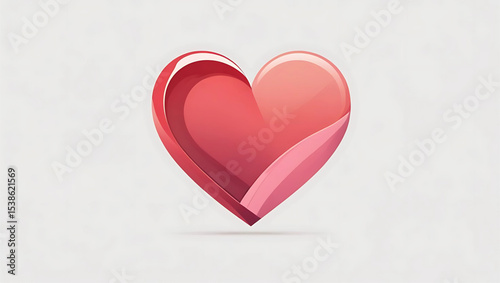 Red heart design on a white or red background, a romantic love symbol for Valentine's Day