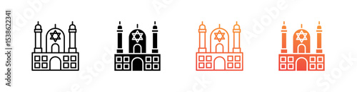 Synagogue Multiple Style Icon Set Vector 