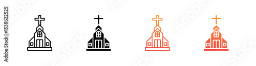 Church Multiple Style Icon Set Vector 