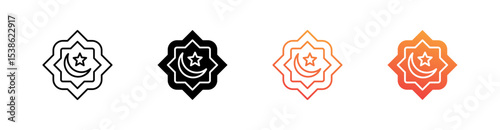 Islam Multiple Style Icon Set Vector 