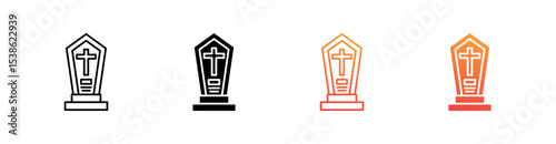 Tomb Multiple Style Icon Set Vector 