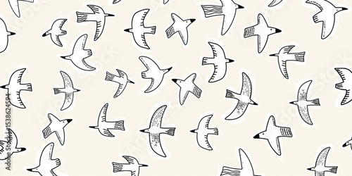 Seamless vector pattern with little birds