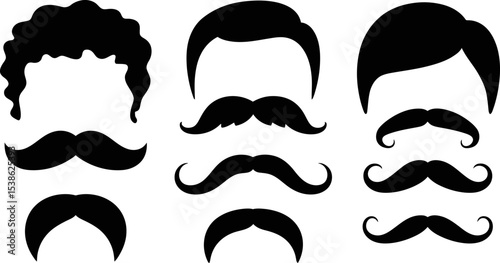 Mustache and hair styles vector illustration set for barbershop design and male grooming concepts art 100 editable stock vector illustration