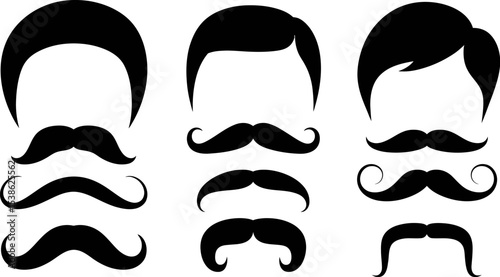 Mustache styles vector illustration for barber shop logo design beard fashion and hair cut template set editable stock vector illustration