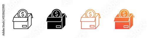 Fundraising Multiple Style Icon Set Vector 