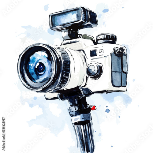 Action Cameras, watercolor illustration vector, isolated on a white background.