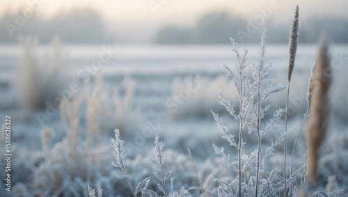 Frosty scene featuring hoar frost on fields and a stunning white landscape during crisp, cold mornings