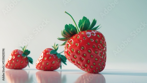 Fresh strawberries on a white background with vibrant color.