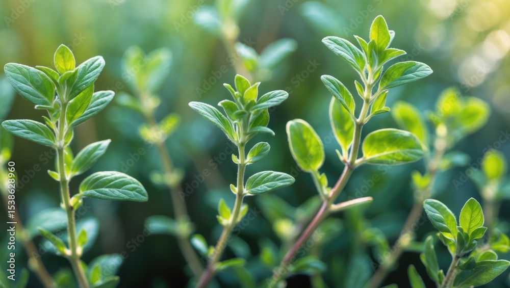 Obraz premium Fresh thyme cultivated in the garden.
