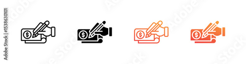 Cheque Multiple Style Icon Set Vector 