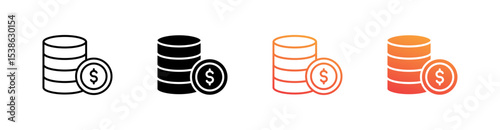Coin Multiple Style Icon Set Vector 