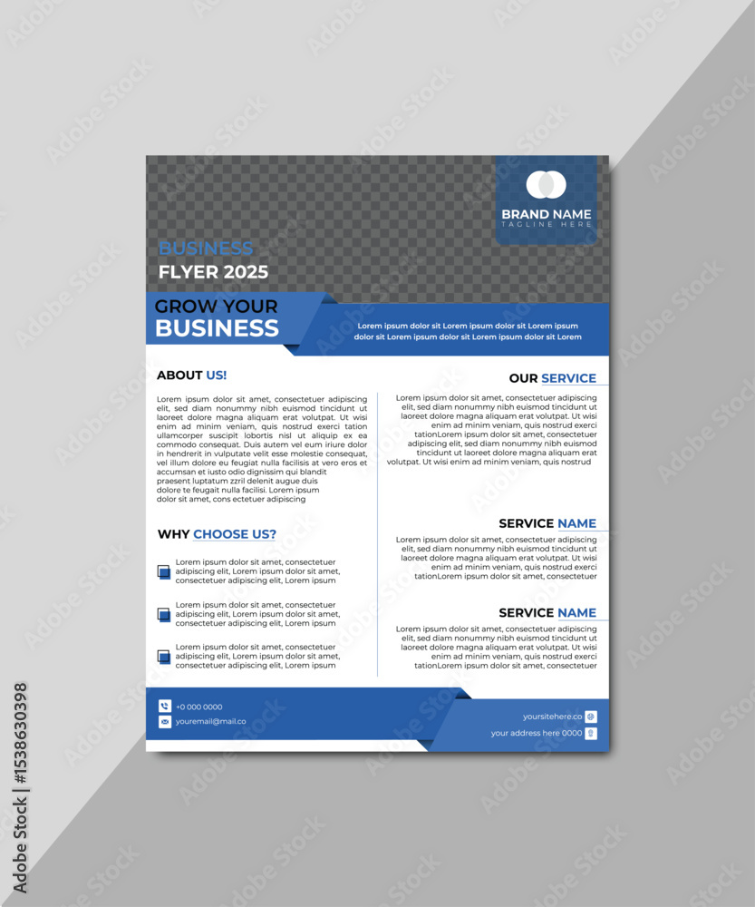Corporate Business Flyer Layout with Modern Design and Infographic Elements Corporate Business Flyer Layout with Modern Design and Infographic Elements
