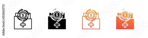 Reimbursement Multiple Style Icon Set Vector 