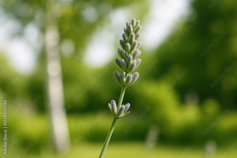 Fototapeta premium A lavender plant on the verge of blooming