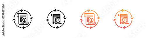 Billing Cycle Multiple Style Icon Set Vector 
