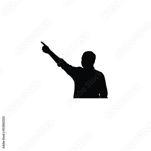 man pointing finger silhouette on white background