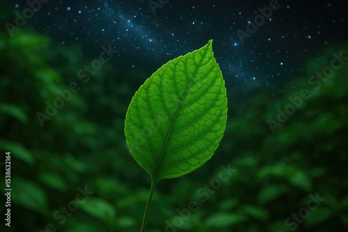 A single leaf floating through space