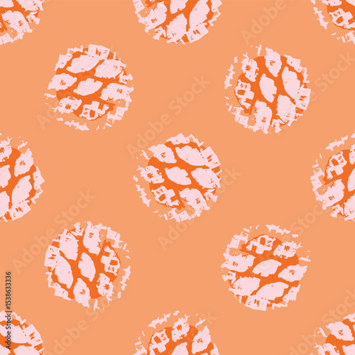 Polka dot blockprint seamless vector pattern. Neutral unisex whimsical style for wallpaper, backdrops and handmade print texture. All over vintage background. 