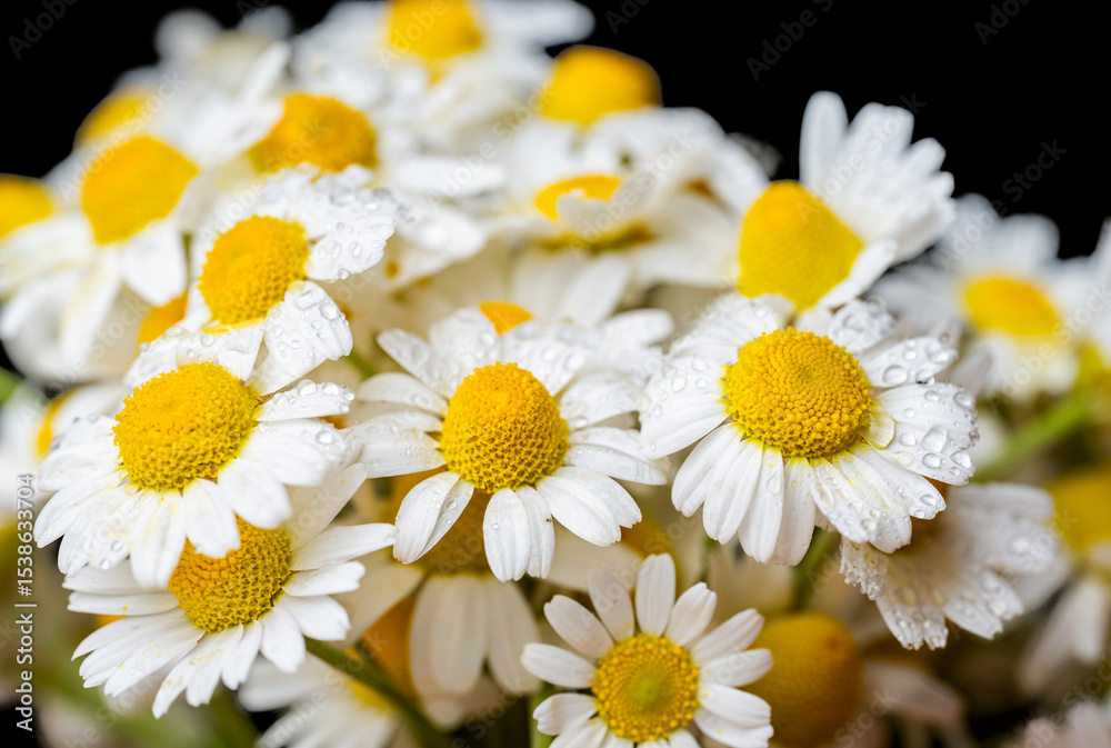 Obraz premium bouquet of daisies on a black background