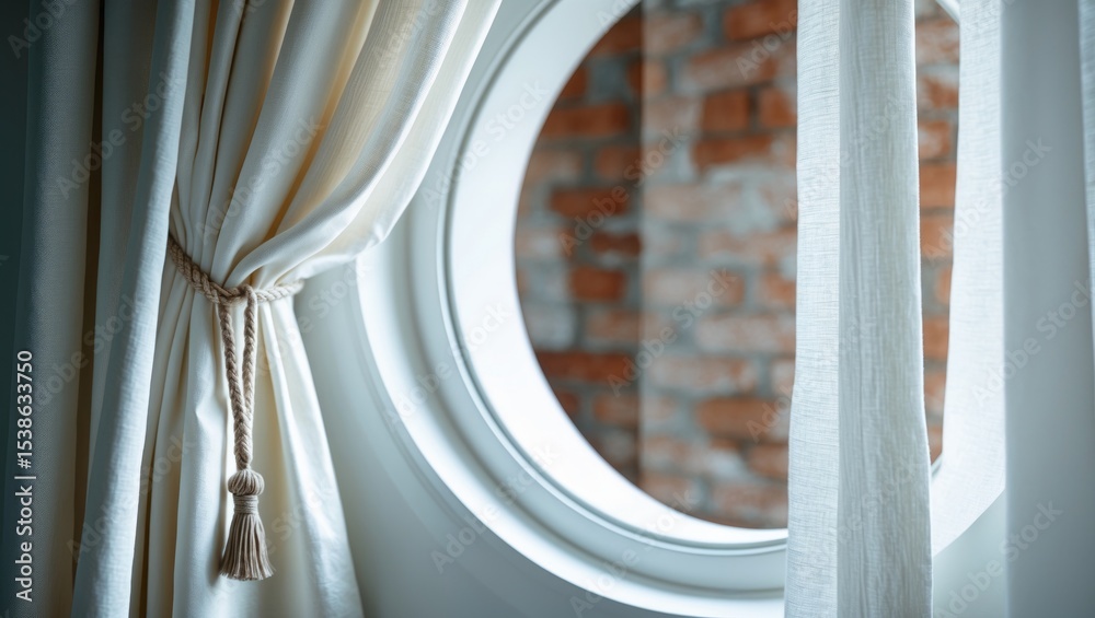 Obraz premium Interior room curtain window decoration for a stylish and cozy space.