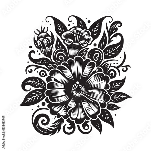 flower silhouette, editable vector image
