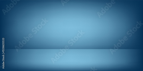 Gradient Blue abstract background. Smooth Dark blue with  light vignette Studio.
