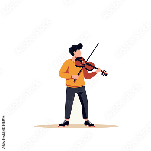 Man Playing the Violin: A Vector Illustration of a Musician Performing with Elegance and Passion