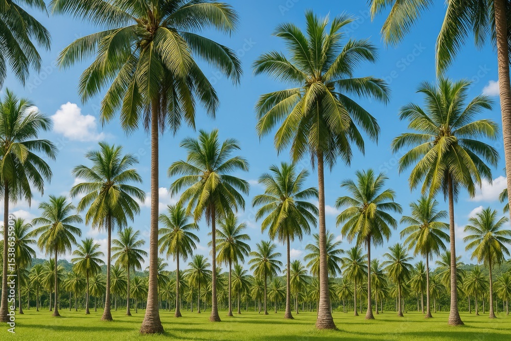 Tropical coconut plantation located in the southern region of a Southeast Asian country Tropical coconut plantation located in the southern region of a Southeast Asian country