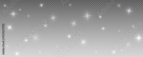 Bokeh light effect background, christmas white dust, festive glitter dust for banners, cards, advertisement. Christmas glowing dust background png, vector.	
