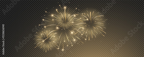 Vector realistic lights, flares. Magic fireworks in the night sky, Christmas background for holiday design, poster, postcard on a transparent background, png. Holiday lights.