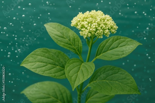 Detailed shot of foliage immersed in aquatic environment
