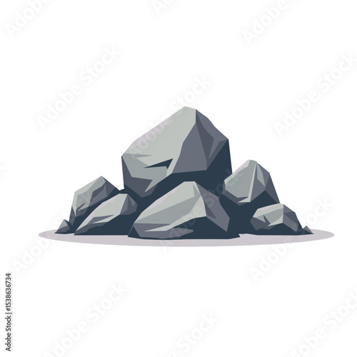 Illustration of a Pile of Gray Rocks and Stones for Landscaping and Construction